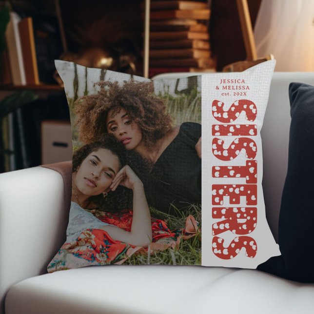 Almofada Presente de Irmãs Fotográficas de Corações Moderno (Criador carregado)