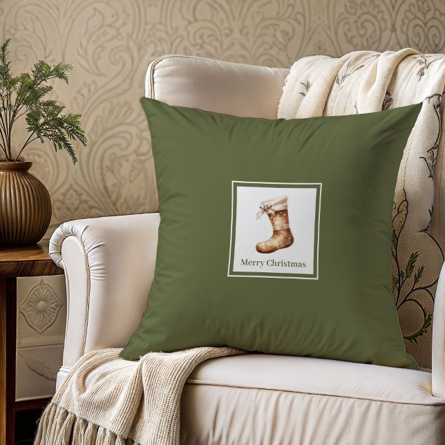 Almofada Presente de Natal com nome da família em pastel te (Chic earthy pastel family name Christmas gift pillow

)