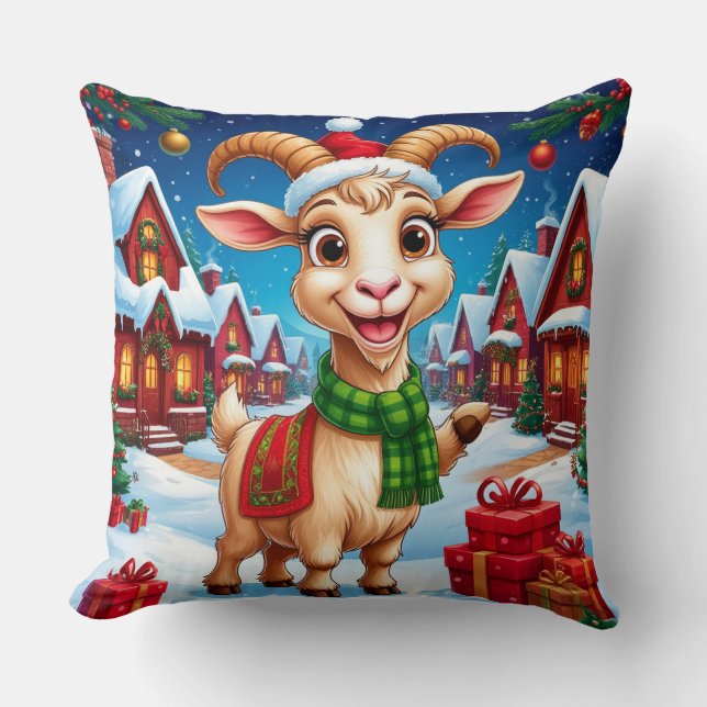Almofada ❄️ Presente de Natal para Amante de Cabra Ano da C (Frente)