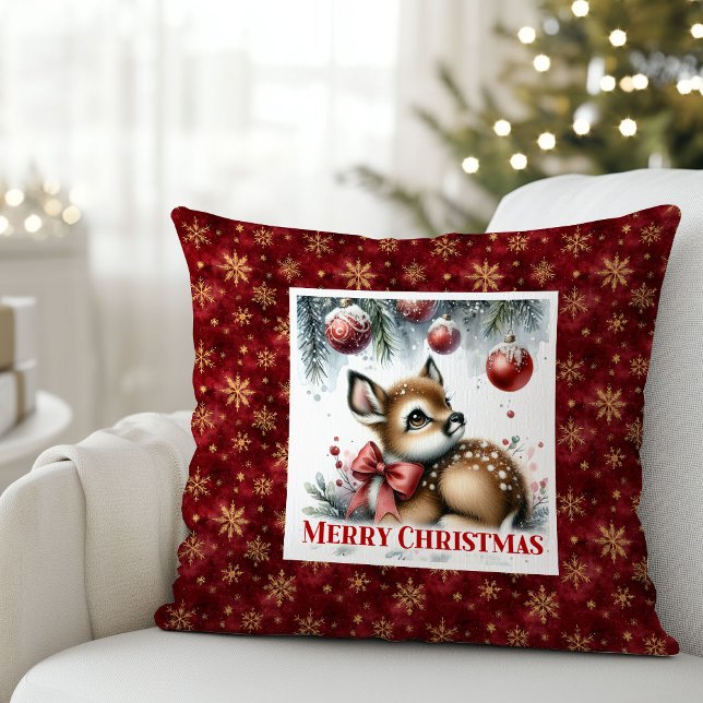 Almofada Presente de Natal para Crianças, Veado Bebê Fofo n (Cute Baby Deer Snowy Forest Kids Gift Christmas Pillow

)