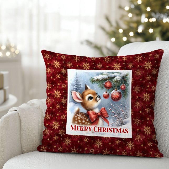 Almofada Presente de Natal para Crianças, Veado Bebê Único  (Unique Baby Deer Snowy Forest Kids Gift Christmas Pillow

)