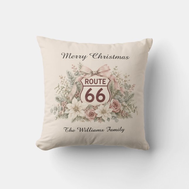 Almofada Presente de Natal Sofá Rota 66 Rosa (Frente)