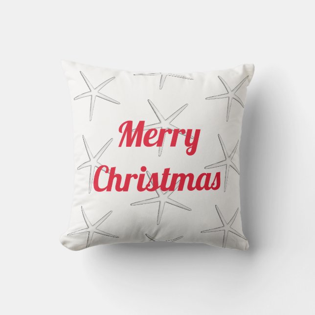 Almofada Presente de Natal Vermelho Padrões de Estrela-do-M (Frente)