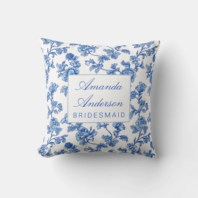 Almofada Presente de Noiva Azul e Branco Chinoiserie (Frente)