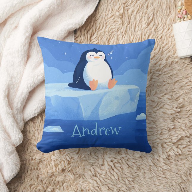 Almofada Presente de Pinguim Fofo, Pinguim Personalizado  (Cobertor)