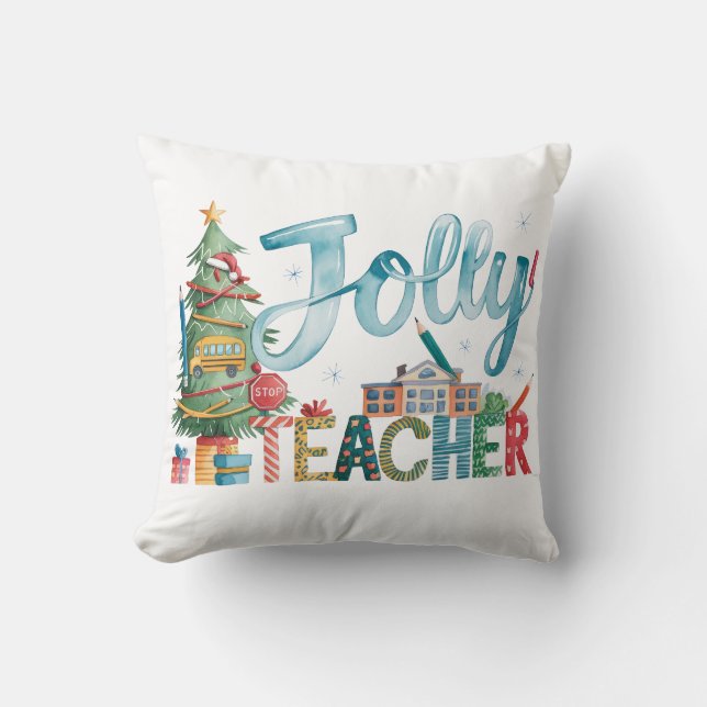 Almofada Presente de Professor | Feliz Natal Alegre Profess (Frente)