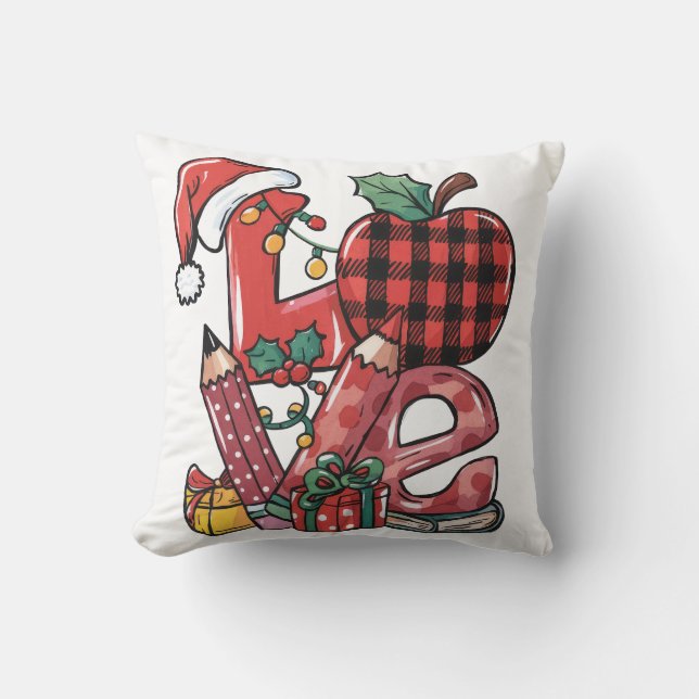 Almofada Presente de Professor | Merry Christmas Love (Frente)