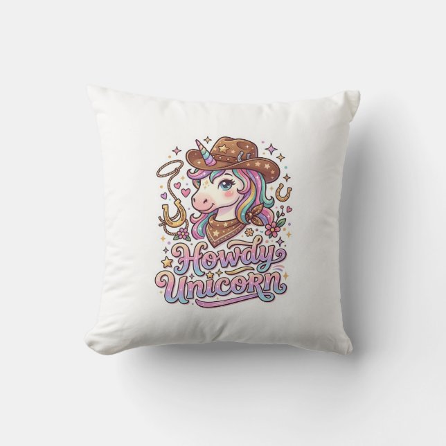 Almofada Presente de Unicórnio Howdy Unicórnio Ideia de Ade (Frente)