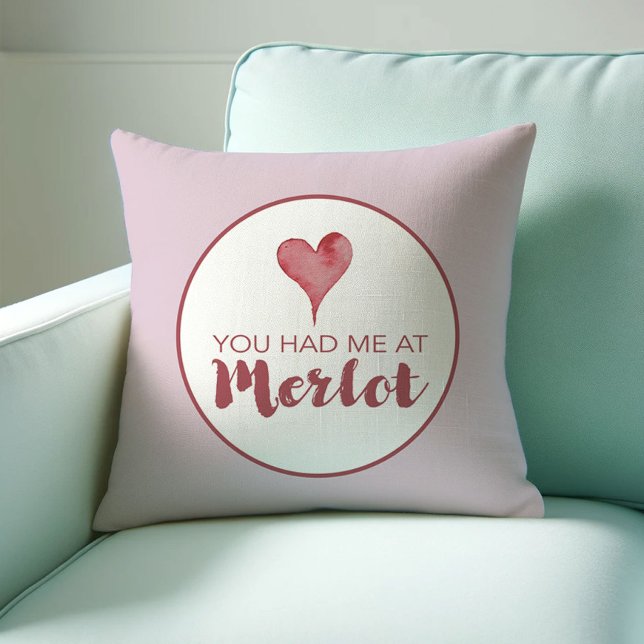 Almofada Presente De Vinho Que Você Me Teve No Merlot (Valentines decor wine lover throw pillow You had me at Merlot Victoria Grigaliunas Do Tell A Belle)