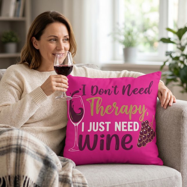 Almofada Presente Divertido para Amantes de Vinho: Não Prec (Criador carregado)