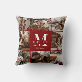 Almofada Presente do Monograma da Colagem de Fotos da Famíl
