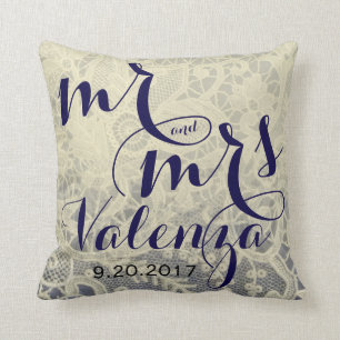 Almofada Presente do Newlywed do casamento do tom do azul