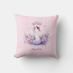 Almofada Presente Elegante de Floral de Aquarela Cisne Rosa