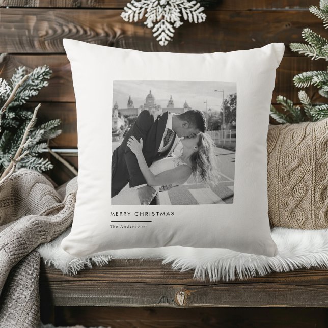 Almofada Presente Elegante de Natal com Foto Moderna em Pre (Criador carregado)