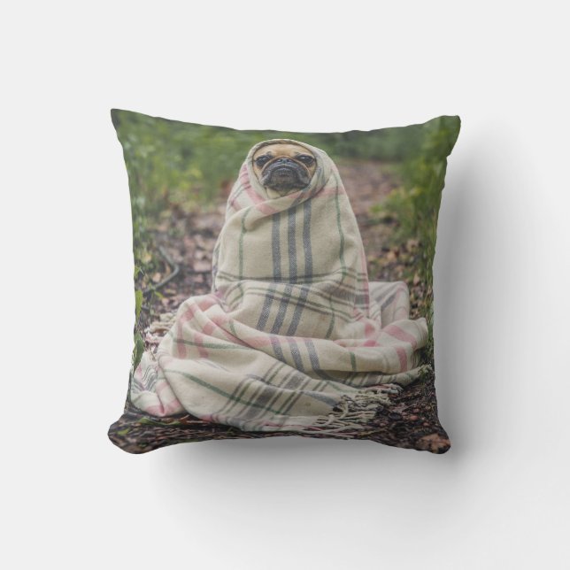 Almofada Presente engraçado do pug do animal de estimação - (Frente)