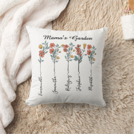 Almofada Presente Floral de 5 Nomes Personalizados da Mamãe