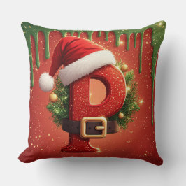 Almofada Presente fofo com monograma de Natal Personalizado
