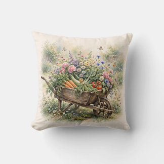 Almofada Presente Jardim dos Avós Aquarela Carrinho de Mão