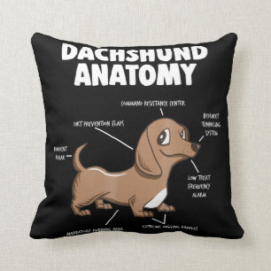 Almofada Presente para cães Anatomia Dachshund Funny Wein