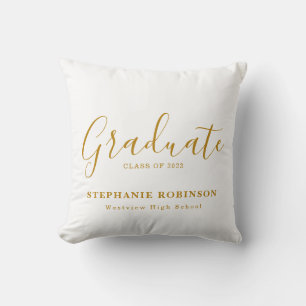 Almofada Presente para Graduação de Script Dourado Simples 