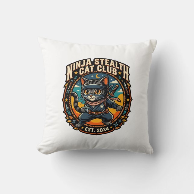 Almofada Presente para Mãe de Gato Furtiva Ninja - Ninja St (Frente)