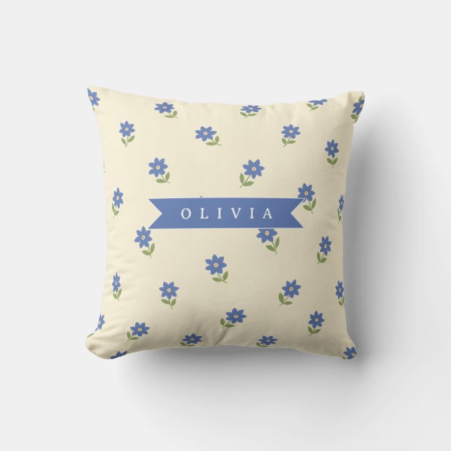 Almofada Presente Personalizado com Nome e Padrão de Flor S (Frente)