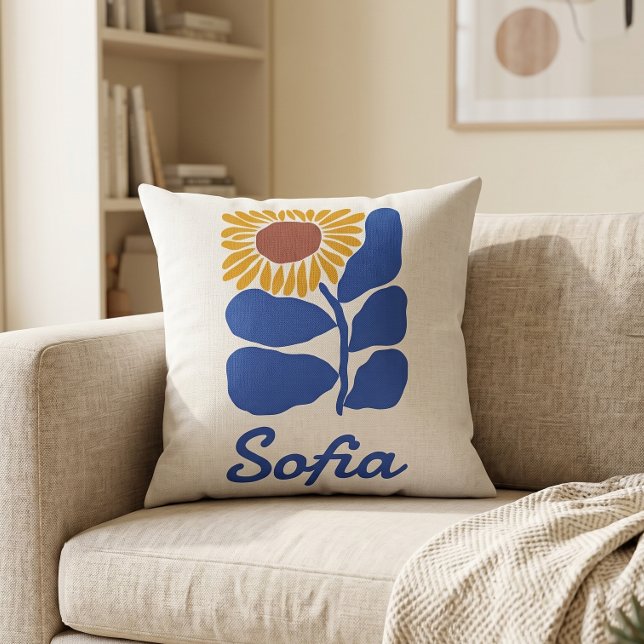 Almofada Presente Personalizado com Nome Floral Retro Perso (Criador carregado)