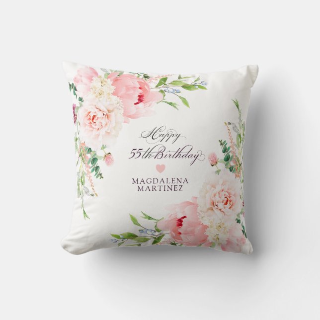 Almofada Presente Personalizado de Aniversário de 55 anos F (Frente)