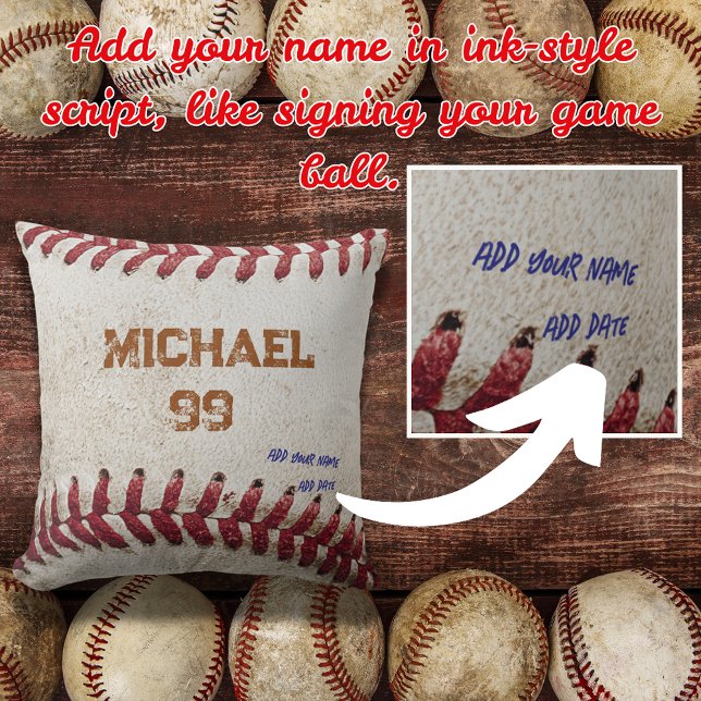 Almofada Presente personalizado de beisebol da Vintage (Personalized Baseball Gift throw pillow, Custom baseball gift with name  gift for baseball lover)
