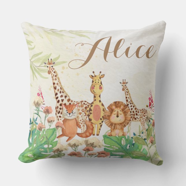 Almofada Presente personalizado de berçário de aquarela par (Frente)