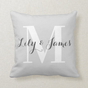 Almofada Presente Personalizado de Casamento Branco Cinza c