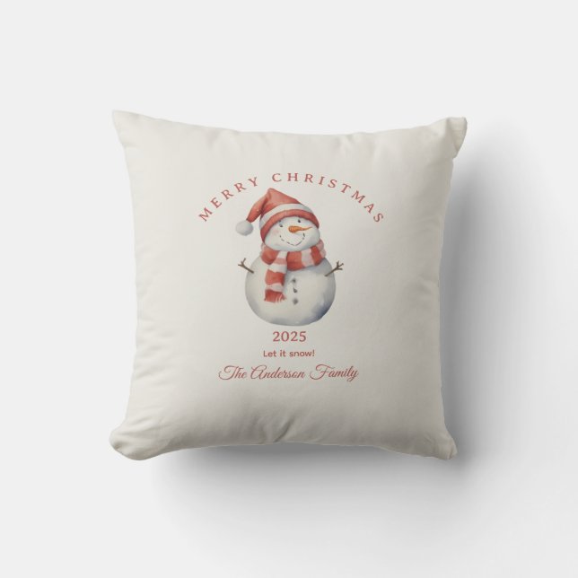 Almofada Presente personalizado de Natal com aquarela de bo (Frente)
