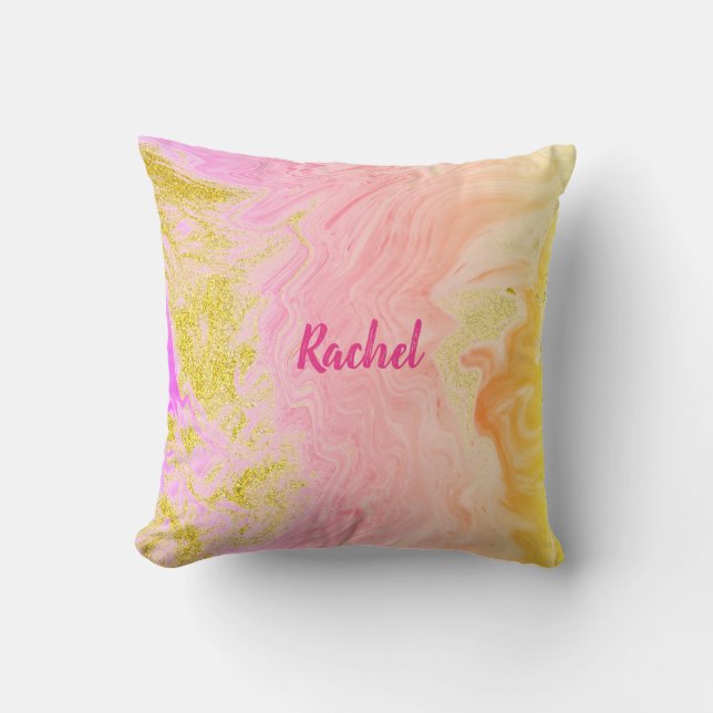 Almofada Presente Personalizado de Noiva com Ágata em Rosa  (Frente)