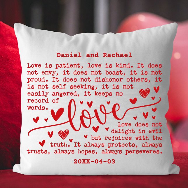 Almofada Presente Personalizado para Casal com Nome e Data  (Custom Valentine Love Pillow with Names & Date)