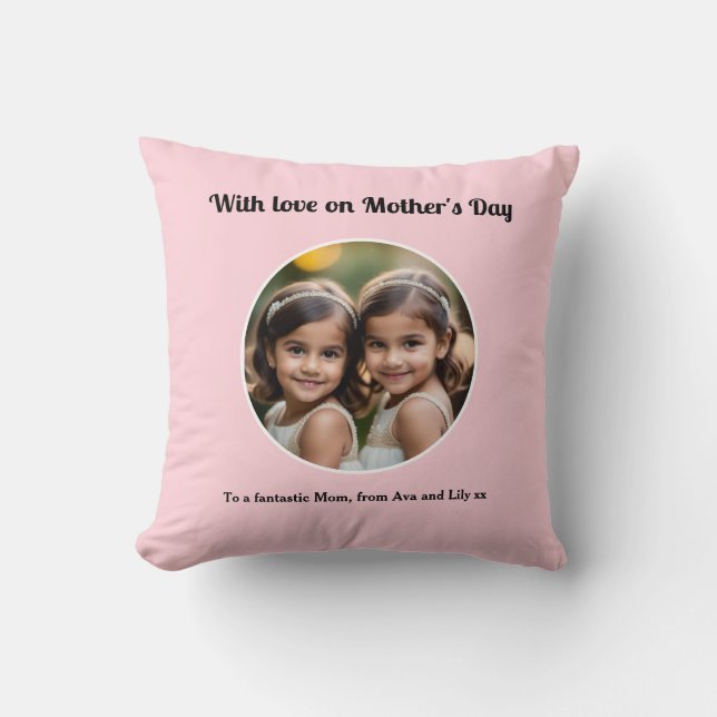 Almofada Presente Personalizado para o Dia das Mães Rosa Bo (Frente)