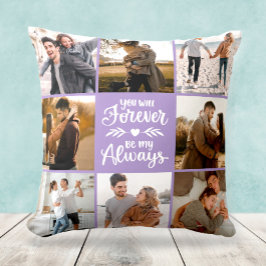 Almofada Presente Roxo de Colagem de Fotos Moderna Elegante