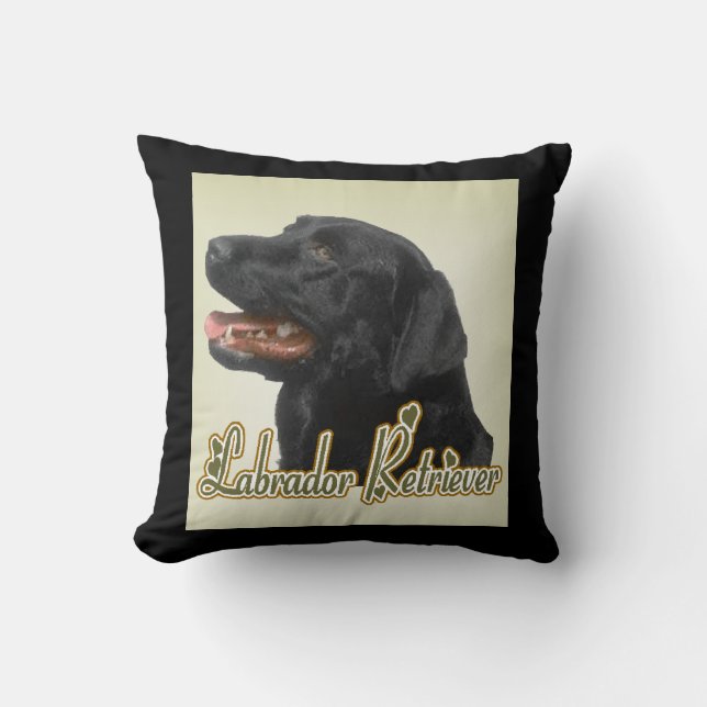 Almofada Presentes de Arte Preto Labrador Retriever (Frente)