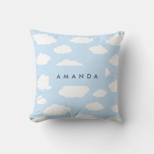 Almofada Presentes de Nuvem Azul Menino e Cinza de Monogram