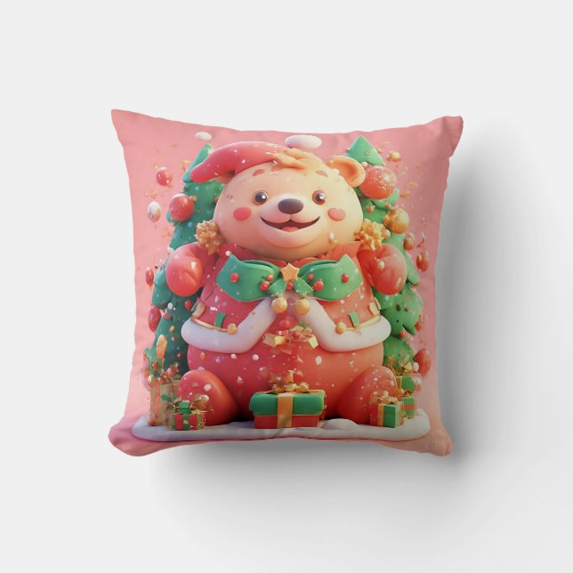 Almofada 🎄 Presentes de Urso de Pelúcia de Natal Árvore de (Frente)