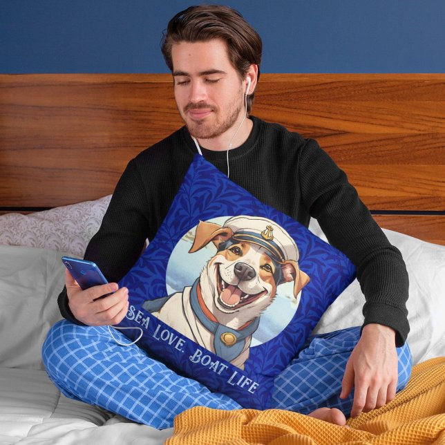 Almofada Presentes náuticos de cães para armadores de barco (Nautical Dog Gifts for Boat Owners Sailors Boater)