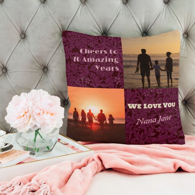 Almofada Presentes personalizados de colagem de fotos para  (Gifts for 70 Year Old Woman)