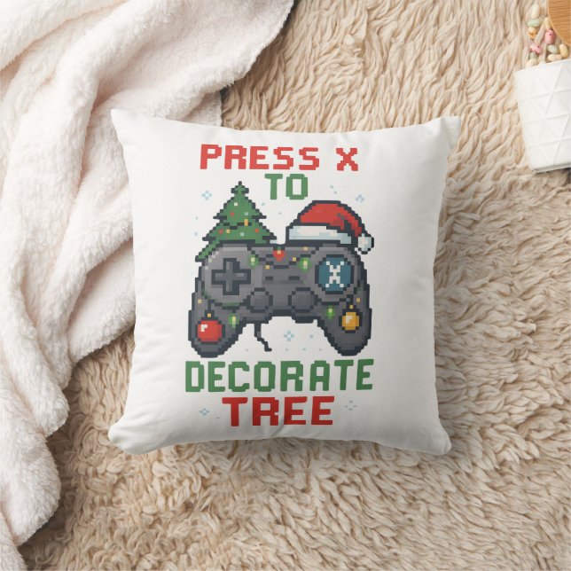 Almofada Press X to Decorate Tree Gamer Christmas Pillow |  (Cobertor)