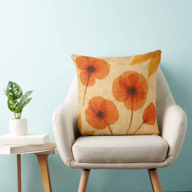 Almofada Pressed Flower Herbarium Decorative Throw Pillow (Cadeira)