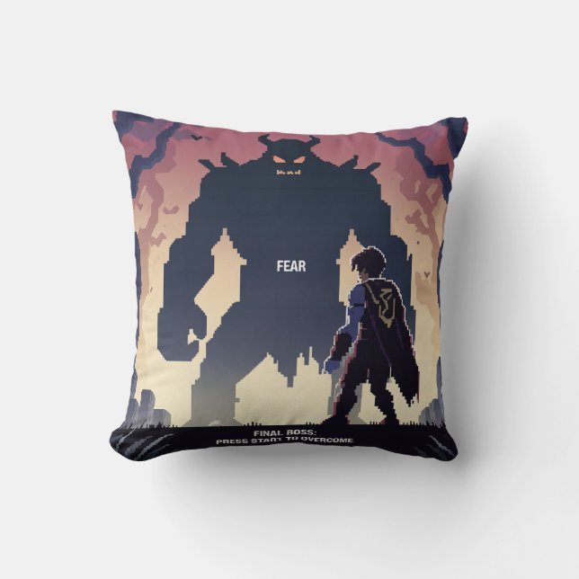 Almofada Pressione Start (Iniciar) para Overcome (Superar) (Frente)