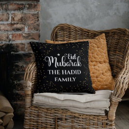 Almofada Preta Eid Mubarak Moderna Personalizada p