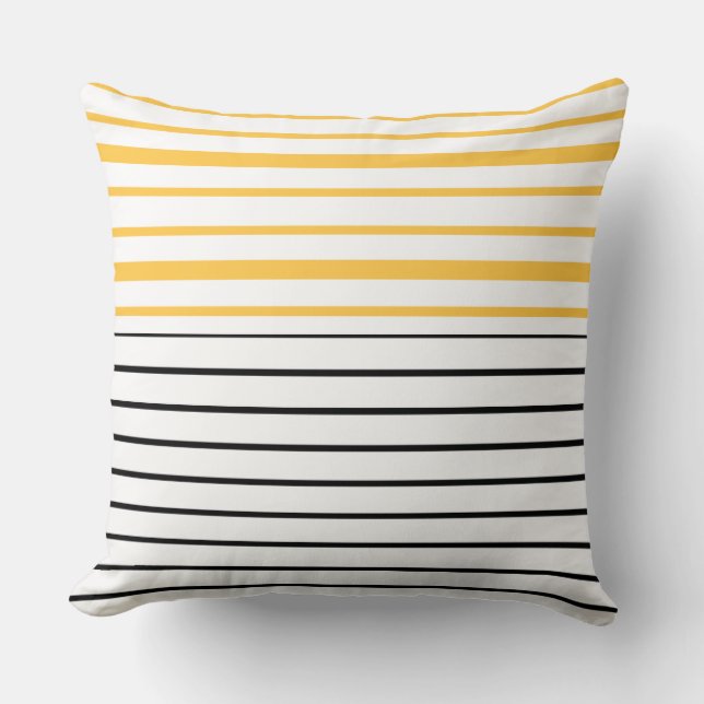 Almofada Preto Amarelo E Branco Com Linho (Frente)