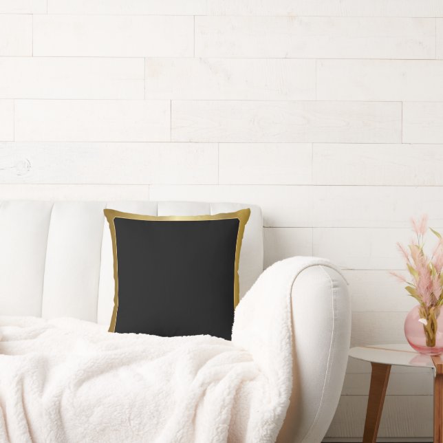 Almofada Preto atmosférico com limite Dourado (Sofá)