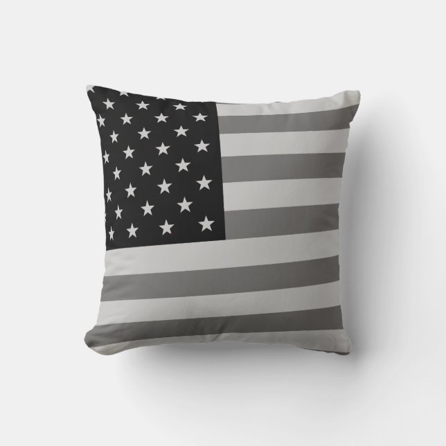 Almofada Preto & branco da bandeira dos EUA (Frente)