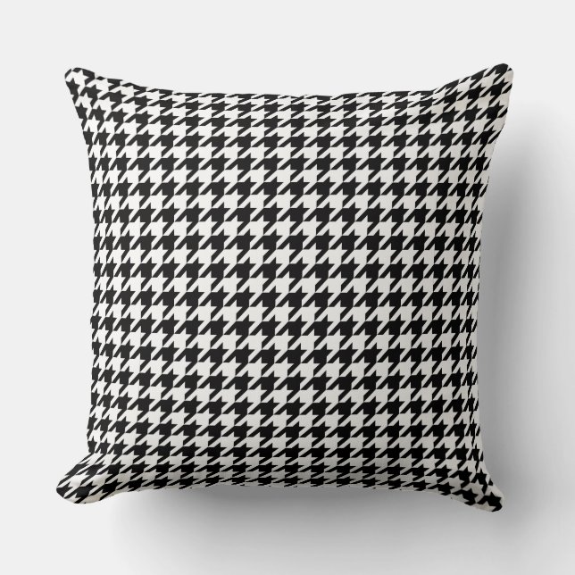 Almofada Preto Branco Ousado Houndstooth Grande (Frente)