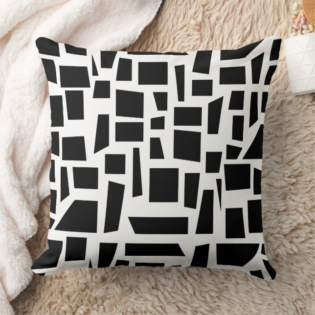 Almofada Preto & Branco Quadrado e Retângulo Arte Padrão (Cobertor)